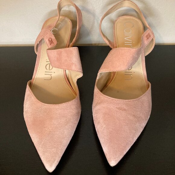 Calvin Klein Women's Pink Larin Shoes - Suede Pointed Toe 3" Heel - Size 9.5M - Picture 1 of 9